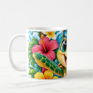 Caneca De Café Tartaruga Marinha Feliz Tropical