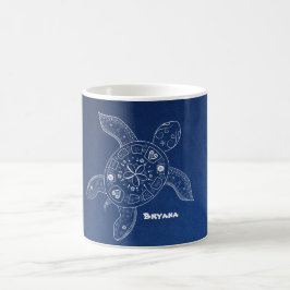 Caneca De Café Tartaruga Marinha Havaiana Branca na Praia Azul Tr