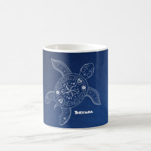 Caneca De Café Tartaruga Marinha Havaiana Branca na Praia Azul Tr