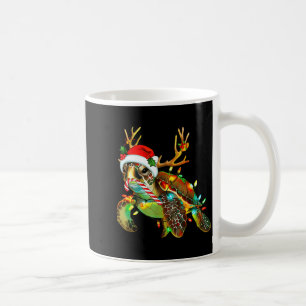 Caneca De Café Tartaruga Marinha Luzes de Natal Chapéu do Papai N