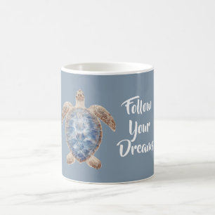Caneca De Café Tartaruga Marinha Marrom Azul