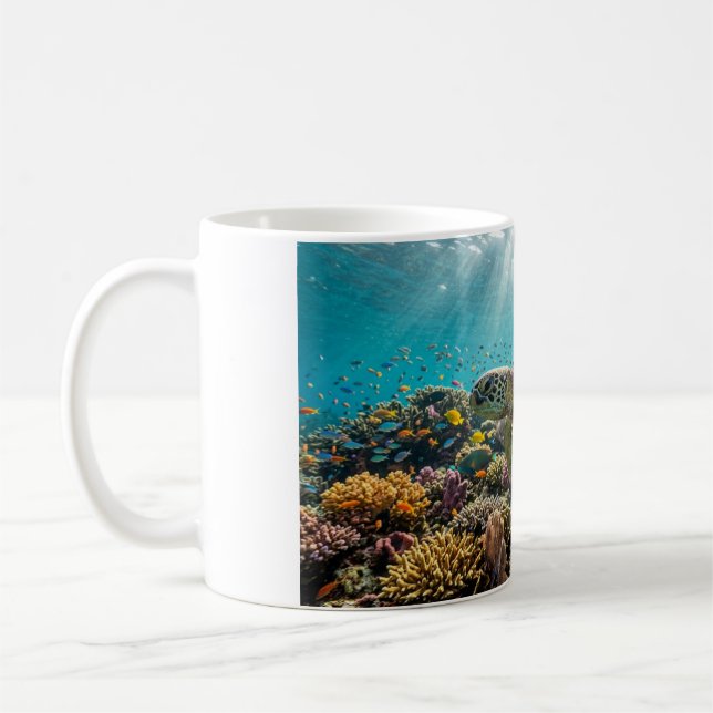 Caneca de Café Tartaruga Marinha Verde Deslizando  (Esquerda)