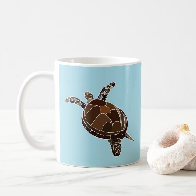 Caneca De Café Tartaruga Marinha Vida Marinha Costeira (Com Donut)
