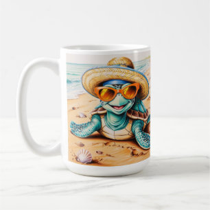 Caneca De Café Tartaruga Personalizável Na Praia