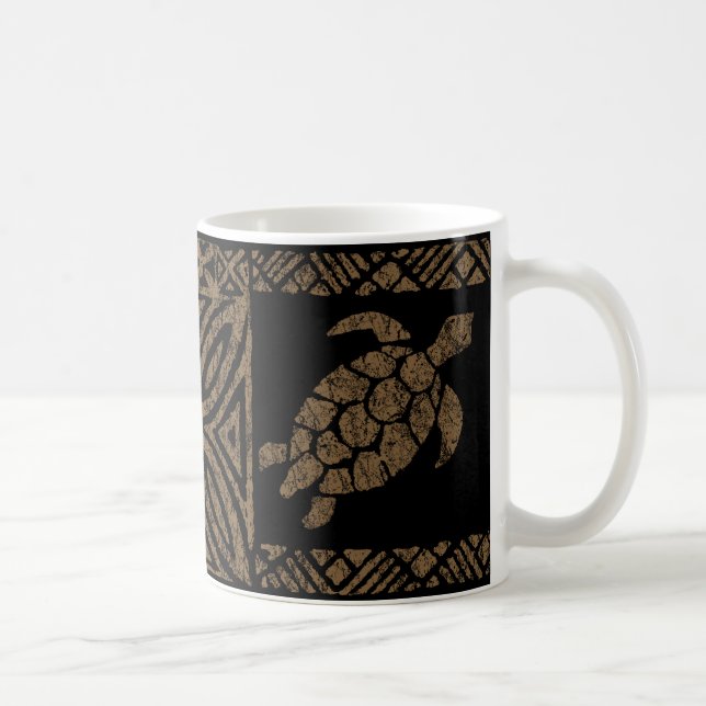 Caneca De Café Tartaruga primitiva havaiana do Tapa de Honu (Direita)
