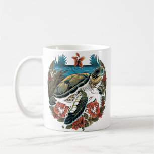 Caneca De Café Tartaruga Tartarugas Marinhas Havaianas Flor de Hi