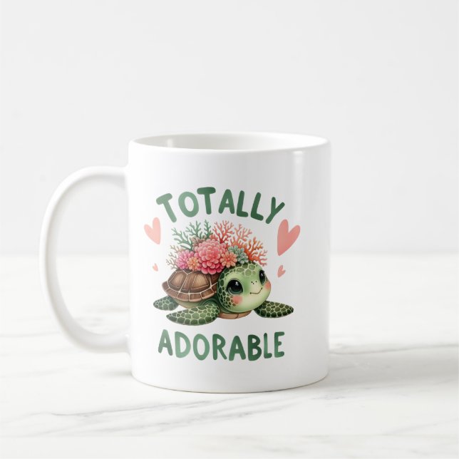 Caneca De Café Tartaruga Totalmente Adorável Arte Fofa (Esquerda)