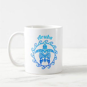 Caneca De Café Tartaruga Tribal do Oceano Azul Aruba