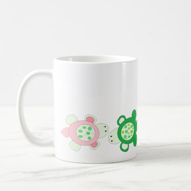 Caneca De Café Tartarugas Bebês Nadando (Esquerda)