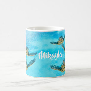 Caneca De Café Tartarugas de mar do bebê que nadam