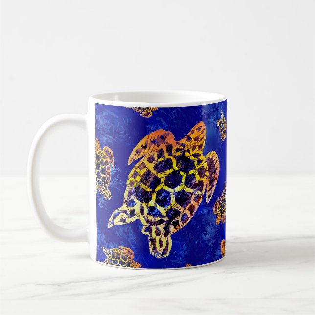 Caneca De Café Tartarugas marinhas Batik Arte Africana (Esquerda)