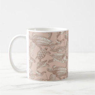 Caneca De Café tartarugas marinhas mocha mousse creme tan