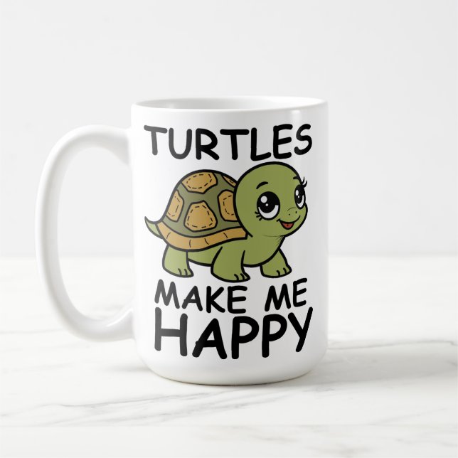 Caneca De Café Tartarugas Me Fazem Feliz (Esquerda)