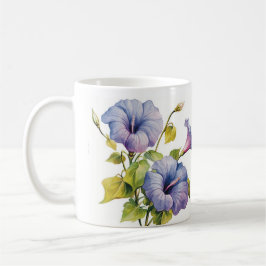 Caneca De Café Tasse blanche fleurs gloires du matin mauve