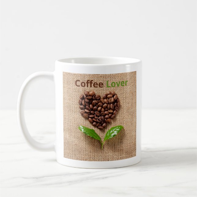 Caneca De Café Tasse Café en Grains & Feuilles Vertes (Esquerda)