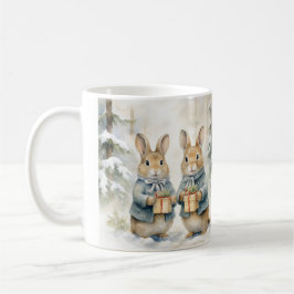 Caneca De Café Tasse de Noël illustrée de jolis lapins.