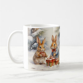 Caneca De Café Tasse de Noël illustrée de jolis lapins
