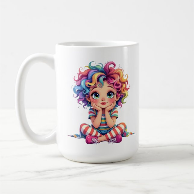 Caneca De Café Tasse Fillette espiègle aux cheveux multic (Esquerda)