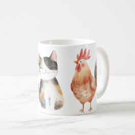 Caneca De Café Tasse mit Hund, Katze und Huhn