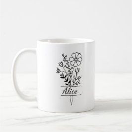 Caneca De Café Tasse personnalisée Prénom et fleurs