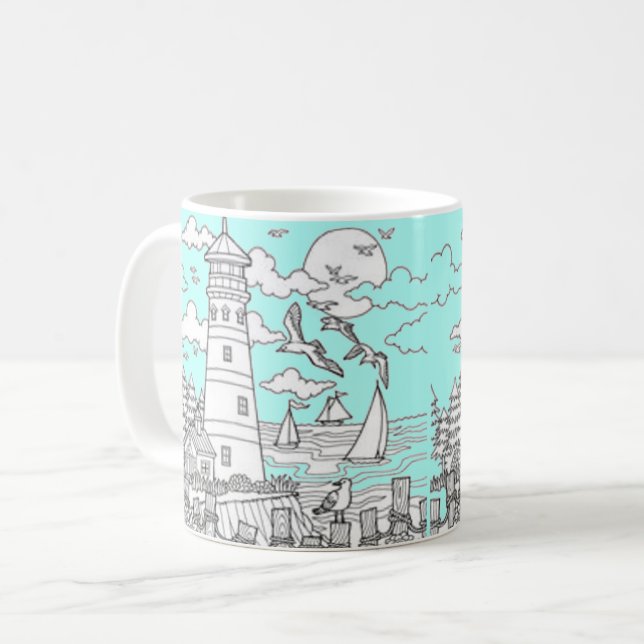 Caneca De Café Tasse phare,mer (Frente Esquerda)