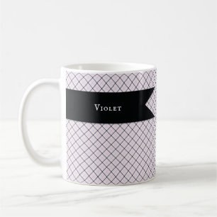 Caneca De Café Tattersall Padrão Violet White Dark Xadrez Azul