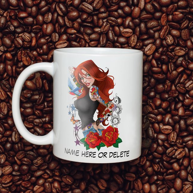 Caneca De Café Tattoos das mulheres ruivas (Criador carregado)