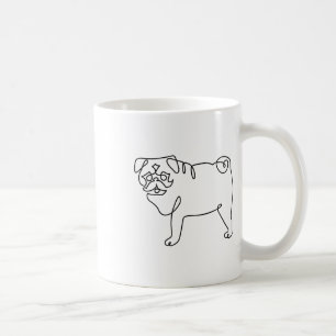 Caneca De Café Tatuagem de Pug de Uma Linha _1