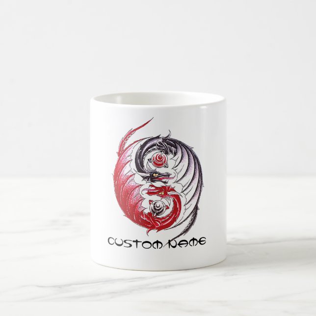 Caneca De Café Tatuagem legal de Yin Yang do dragão (Centro)