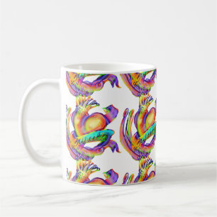 Caneca De Café Tatuagem old school em cores do arco-íris