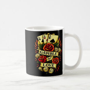 Caneca De Café Tatuagem Tradicional Tatuagem Retro Rosas Dados Ca