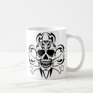 Caneca De Café Tatuagem Tribal Crânio, Tatuagem Tribal