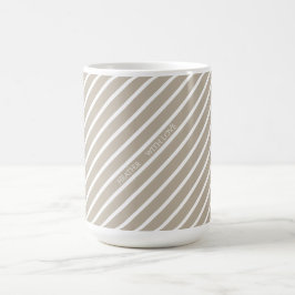 Caneca De Café Taupe Creme Listrado Nomeado Aquarela Daisy