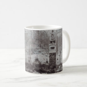 Caneca De Café Taupe e Ciano Desgastado Horizonte Veneza Itália