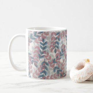 Caneca De Café Taupe Suave e Floral de Hera Azul-Marinho Sutil