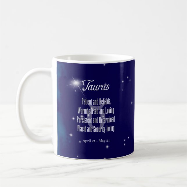 Caneca De Café Taurus Astrology Zodiac - Sinal de Traços de Const (Esquerda)