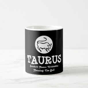 Caneca De Café Taurus Bull Vrishabha Sanskrit Significa Preto Bra