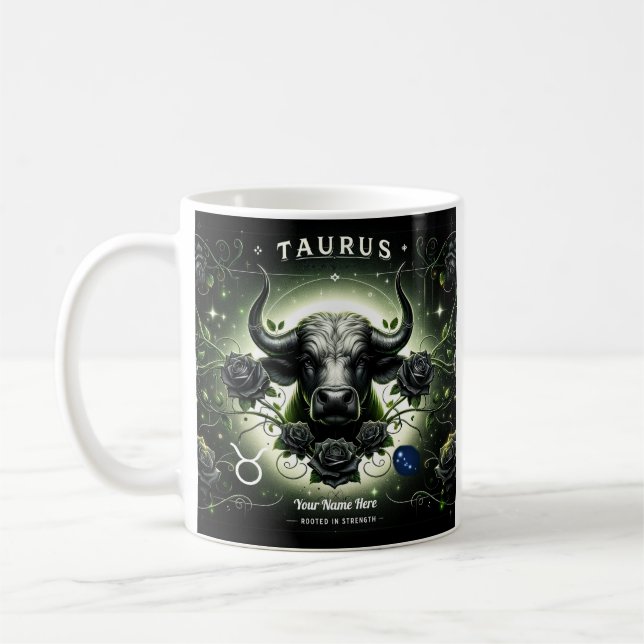 Caneca De Café Taurus "Enraizado em Força" Zodiac Mug (Esquerda)