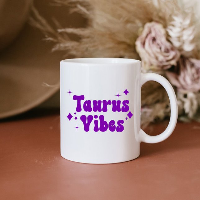 Caneca De Café Taurus Vibes Zodiac Astrologia Roxo Stars Café (Criador carregado)
