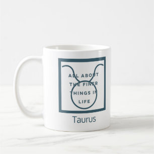 Caneca De Café Taurus Zodiac Sinal Diversão Citação Texto Azul An