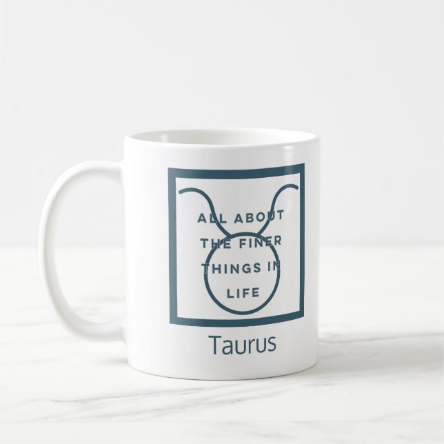 Caneca De Café Taurus Zodiac Sinal Diversão Citação Texto Azul An (Esquerda)