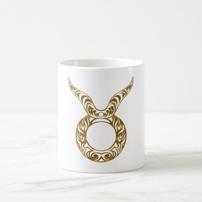 Caneca De Café Taurus Zodiac - Tribal Dourado (Centro)