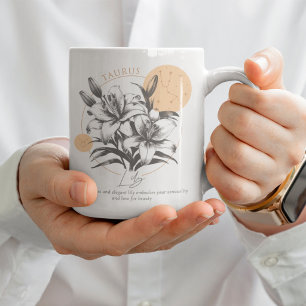 Caneca De Café Taurus zodifunk, flor de nascimento mês de anivers