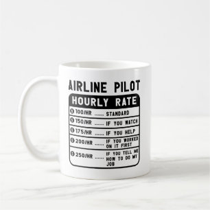 Caneca De Café Taxa horária do piloto engraçado