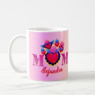 Caneca De Café Taza Corazones para Mamá Nombre editable