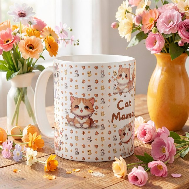 Caneca De Café Taza de café Cat Mama (Criador carregado)