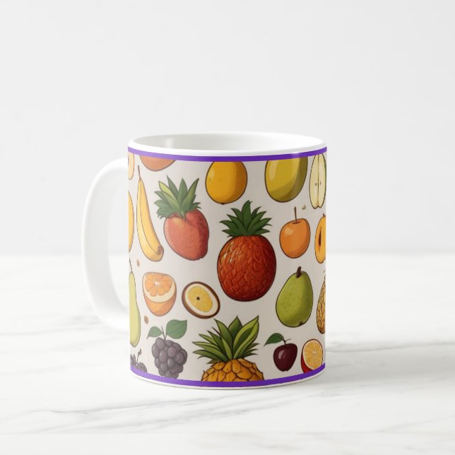 Caneca De Café taza de café con diseño de frutas (Frente Esquerda)