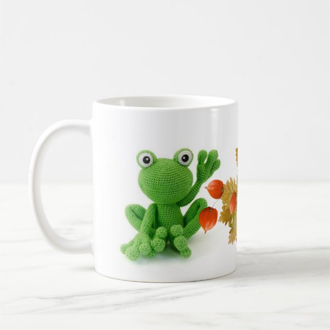 Caneca De Café Taza de una rana muy verde de crochet (Esquerda)