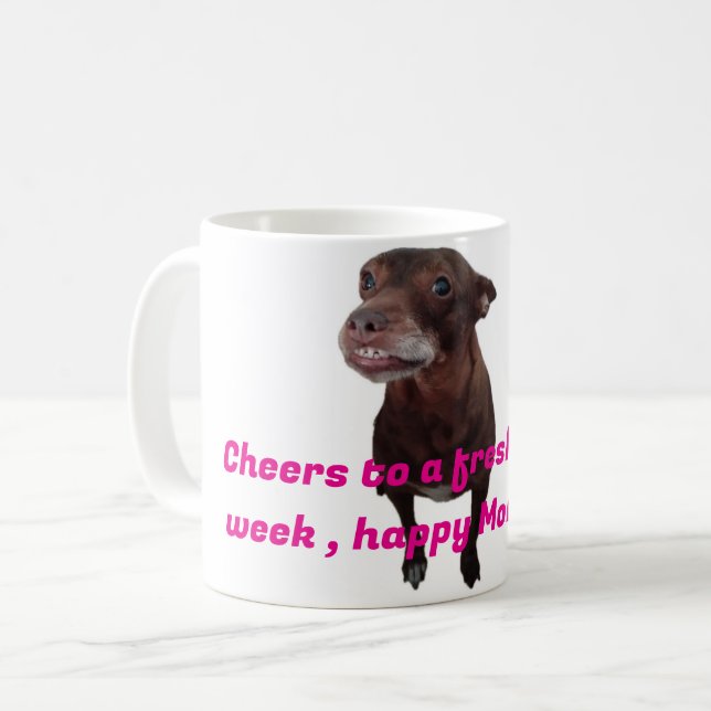 Caneca De Café Taza desayuno con perrito divertido (Frente Esquerda)
