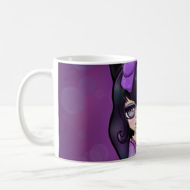 Caneca De Café Taza diseño Kuromi fanart rostro (Esquerda)